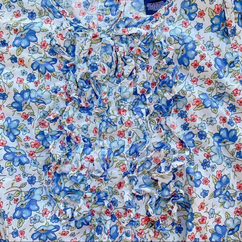 Ralph Lauren Ruffle Sleeveless Floral Top Girl’s 16 - Picture 3 of 10